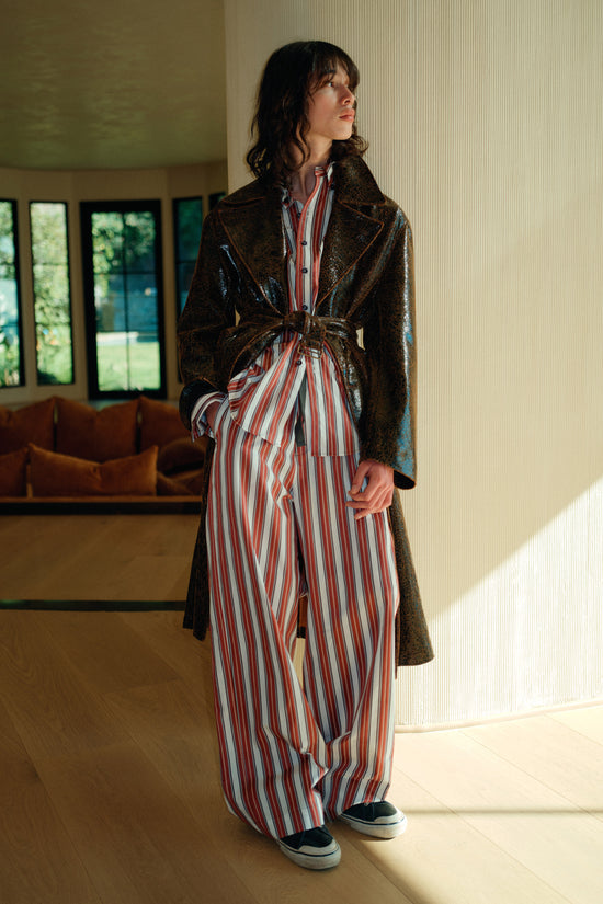 Leather Trench Coat in Dark Chocolate