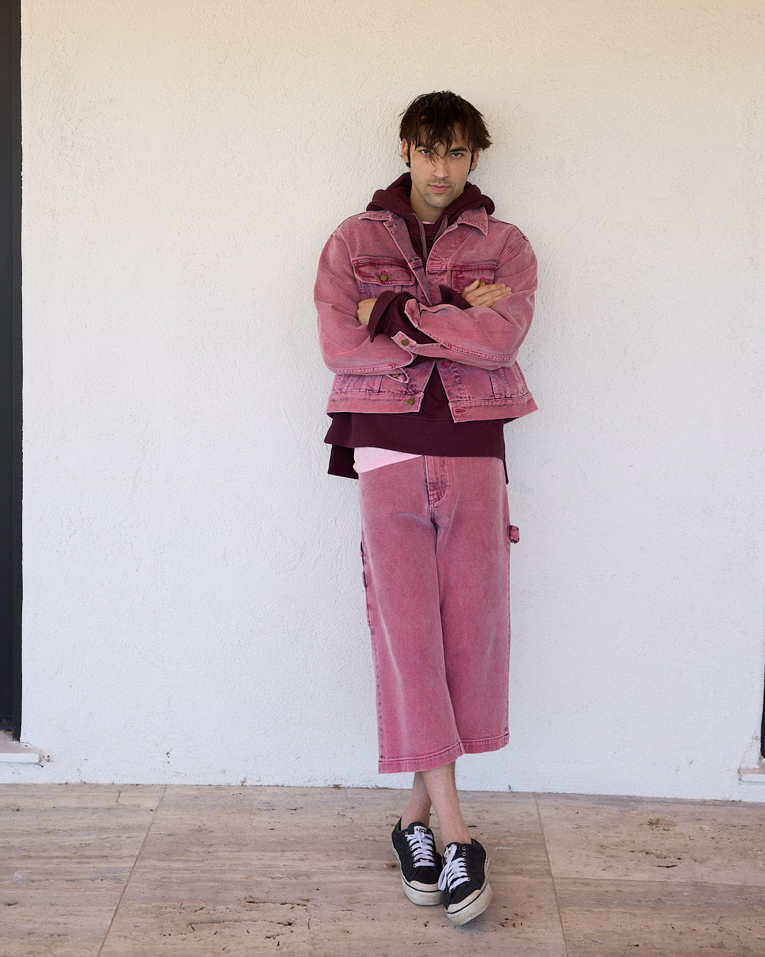 Wide Skater Jean in Pink Wash