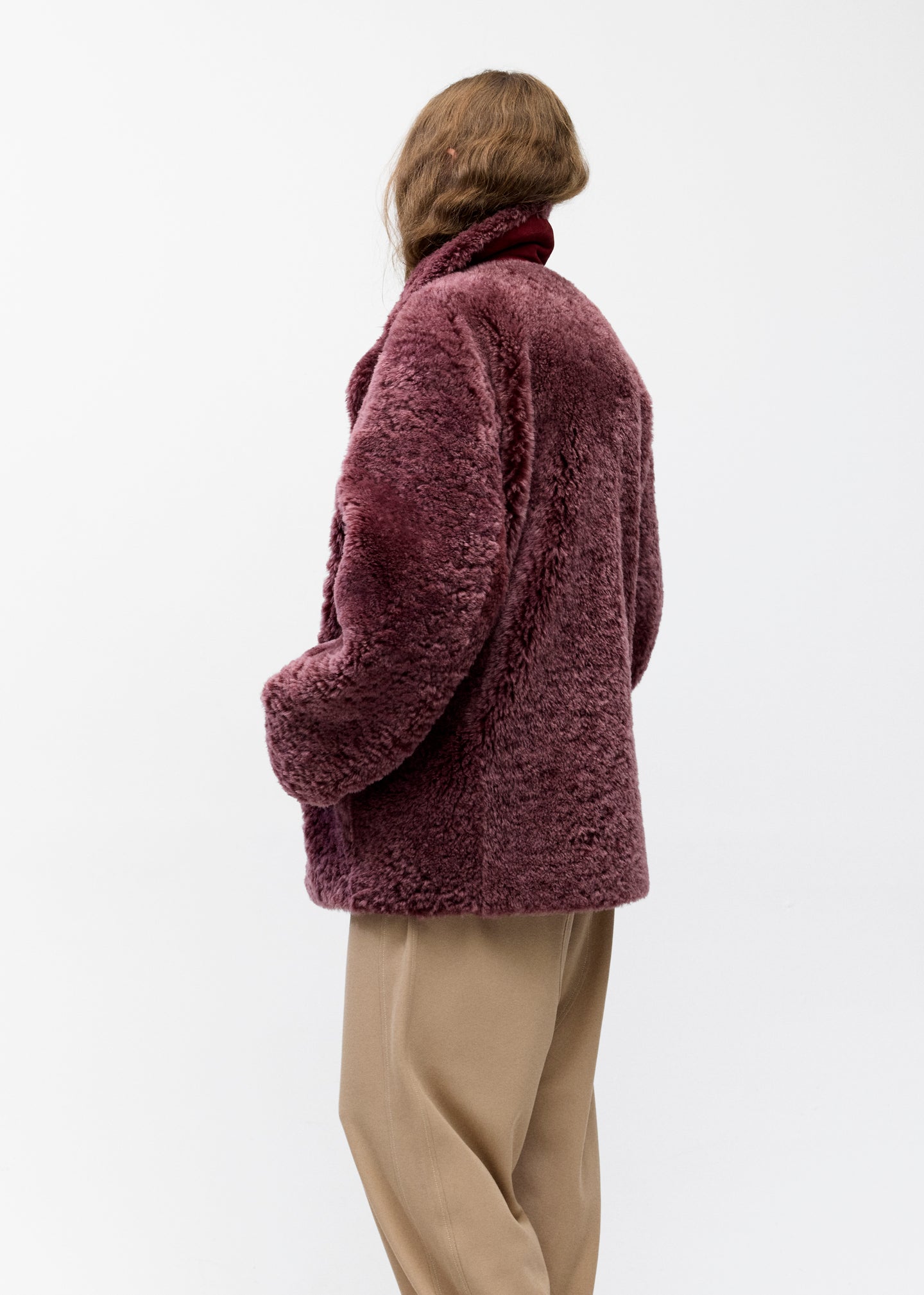 Shearling Coat In Goji Berry