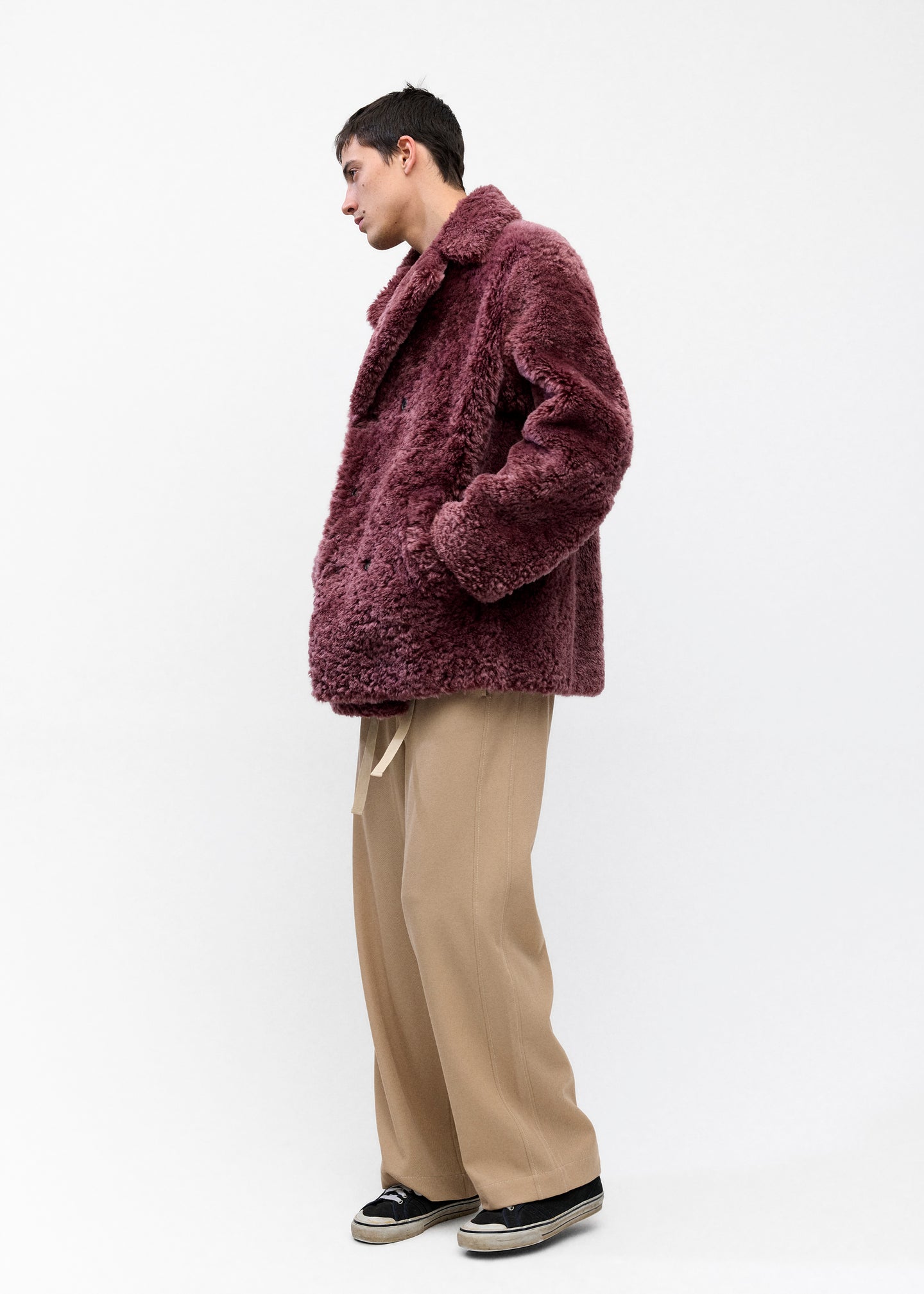 Shearling Coat In Goji Berry