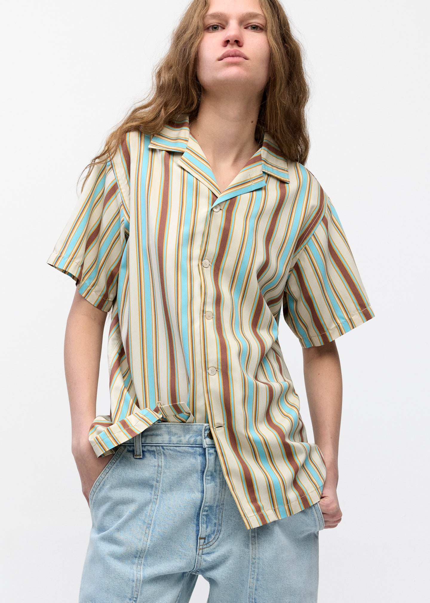 Short Sleeve Shirt in Multi Stripe