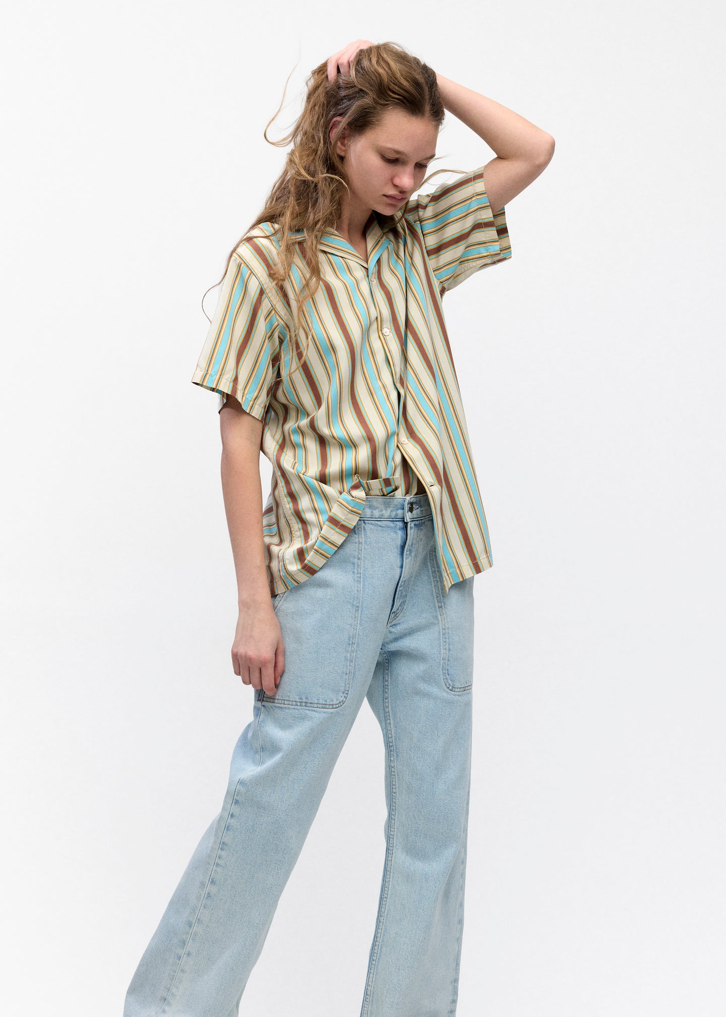 Short Sleeve Shirt in Multi Stripe