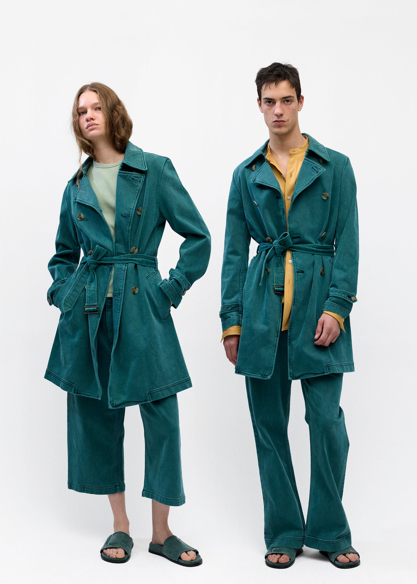 Skinny Denim Trench in Pine Wash