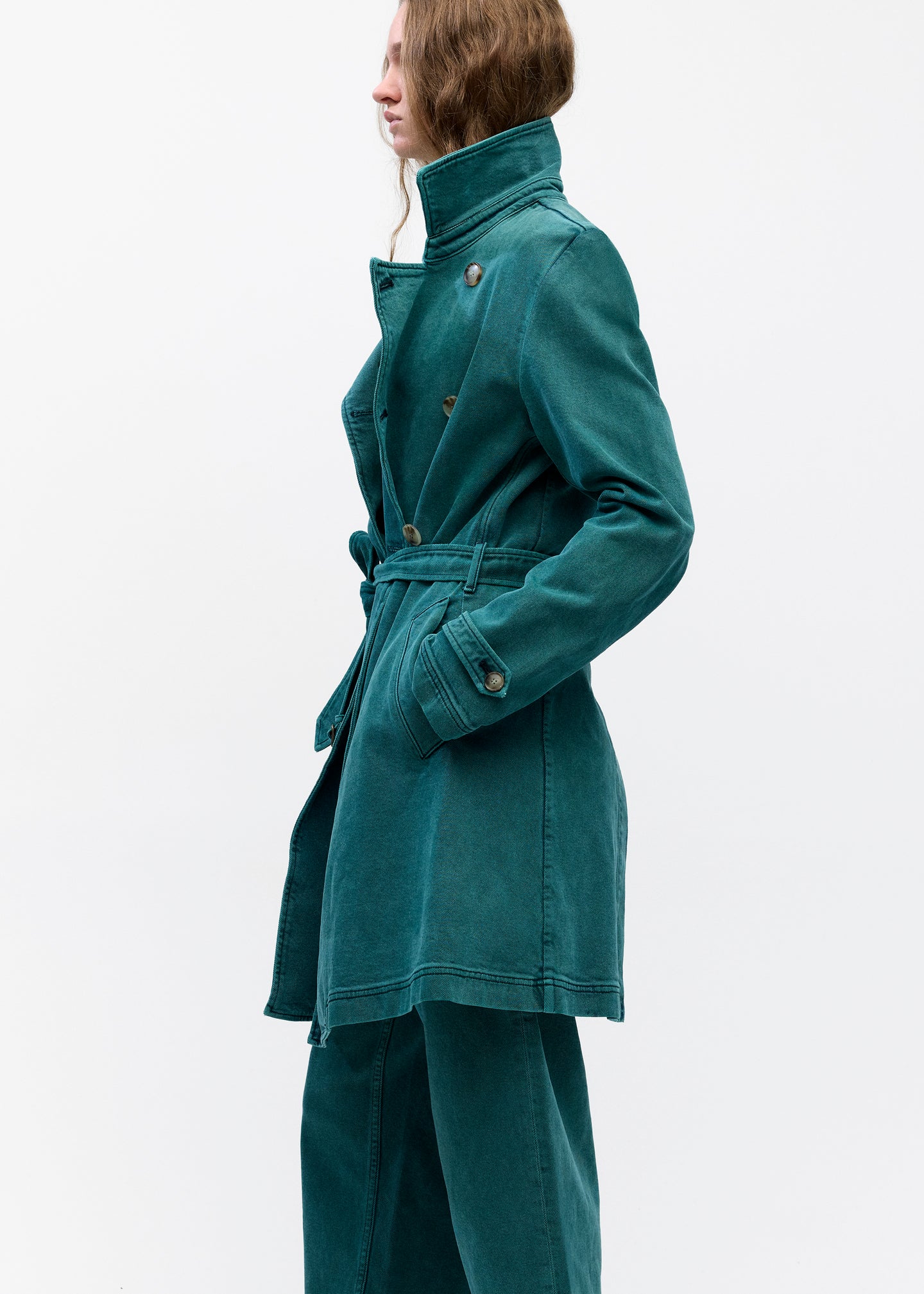 Skinny Denim Trench in Pine Wash