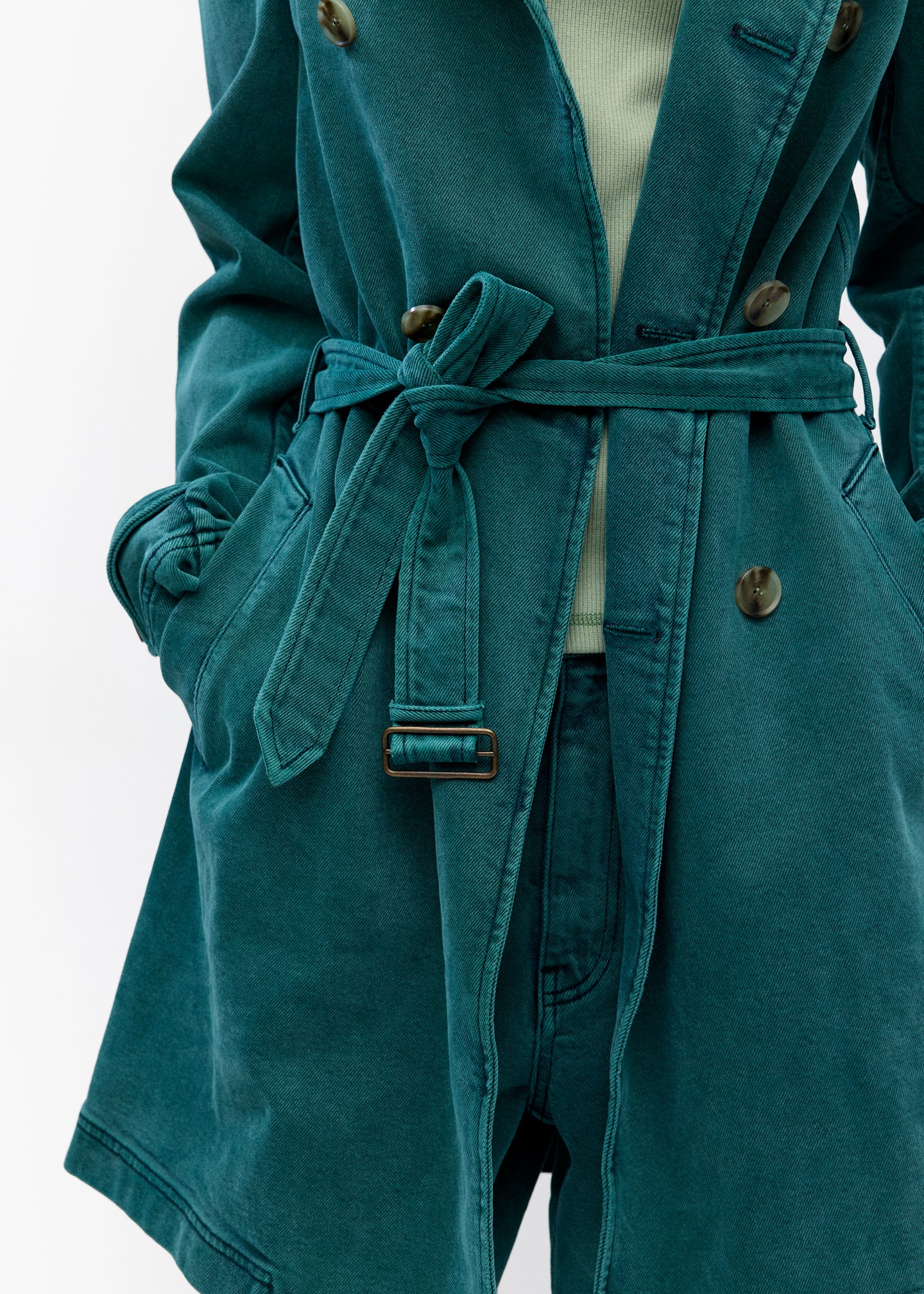 Skinny Denim Trench in Pine Wash