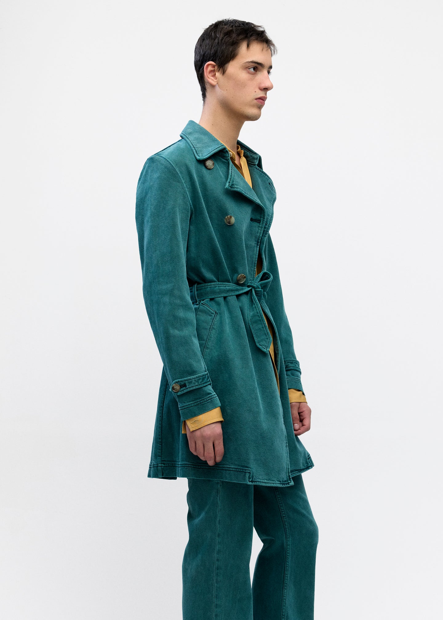 Skinny Denim Trench in Pine Wash