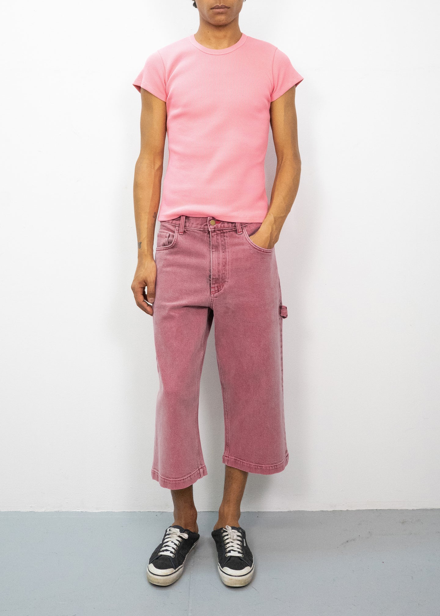 Wide Skater Jean in Pink Wash