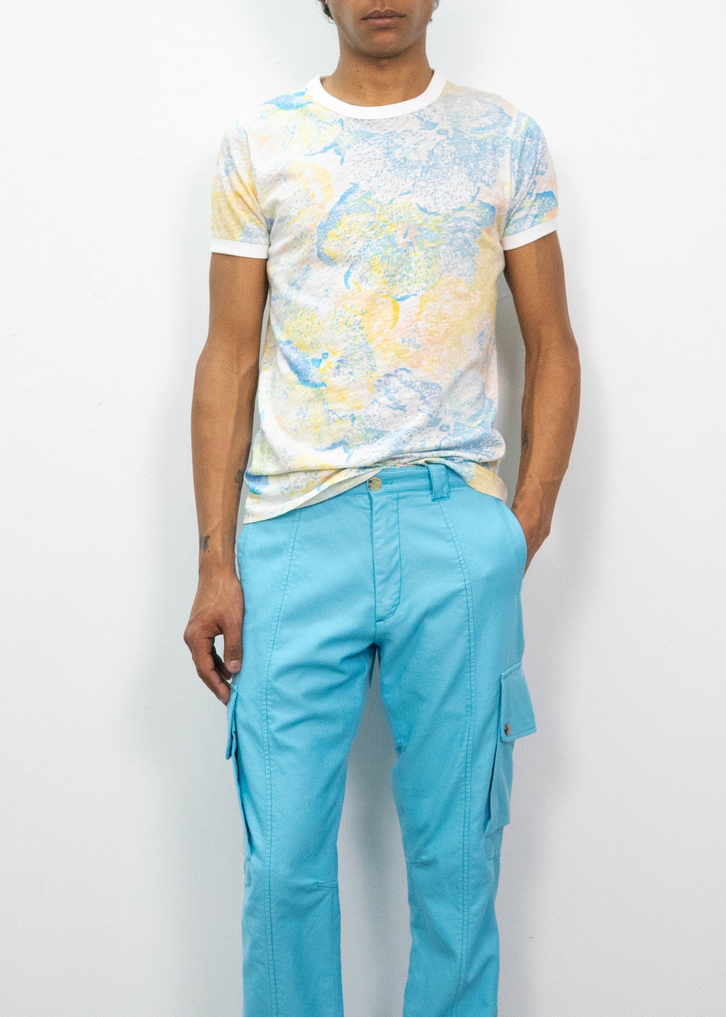 Contrast Rib Tee in Flower Print