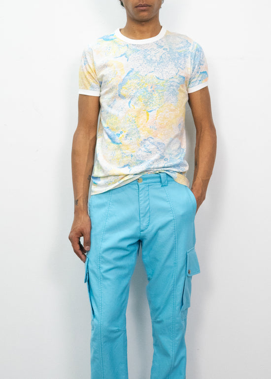 Contrast Rib Tee in Flower Print