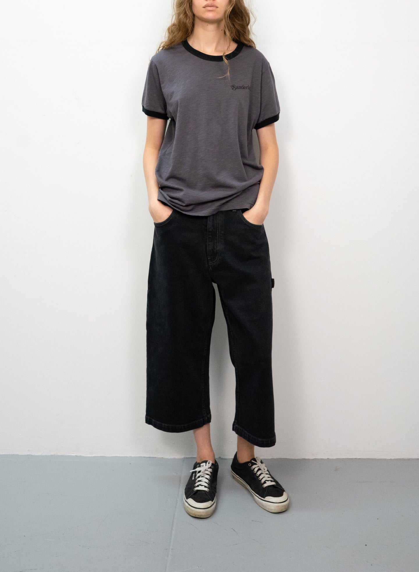 Contrast Rib Tee in Grey