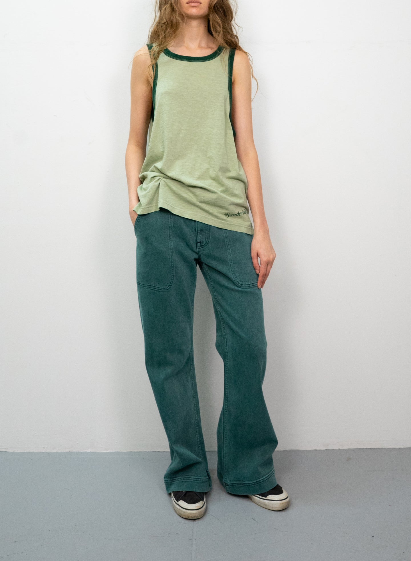 Contrast Rib Tank in Desert Sage