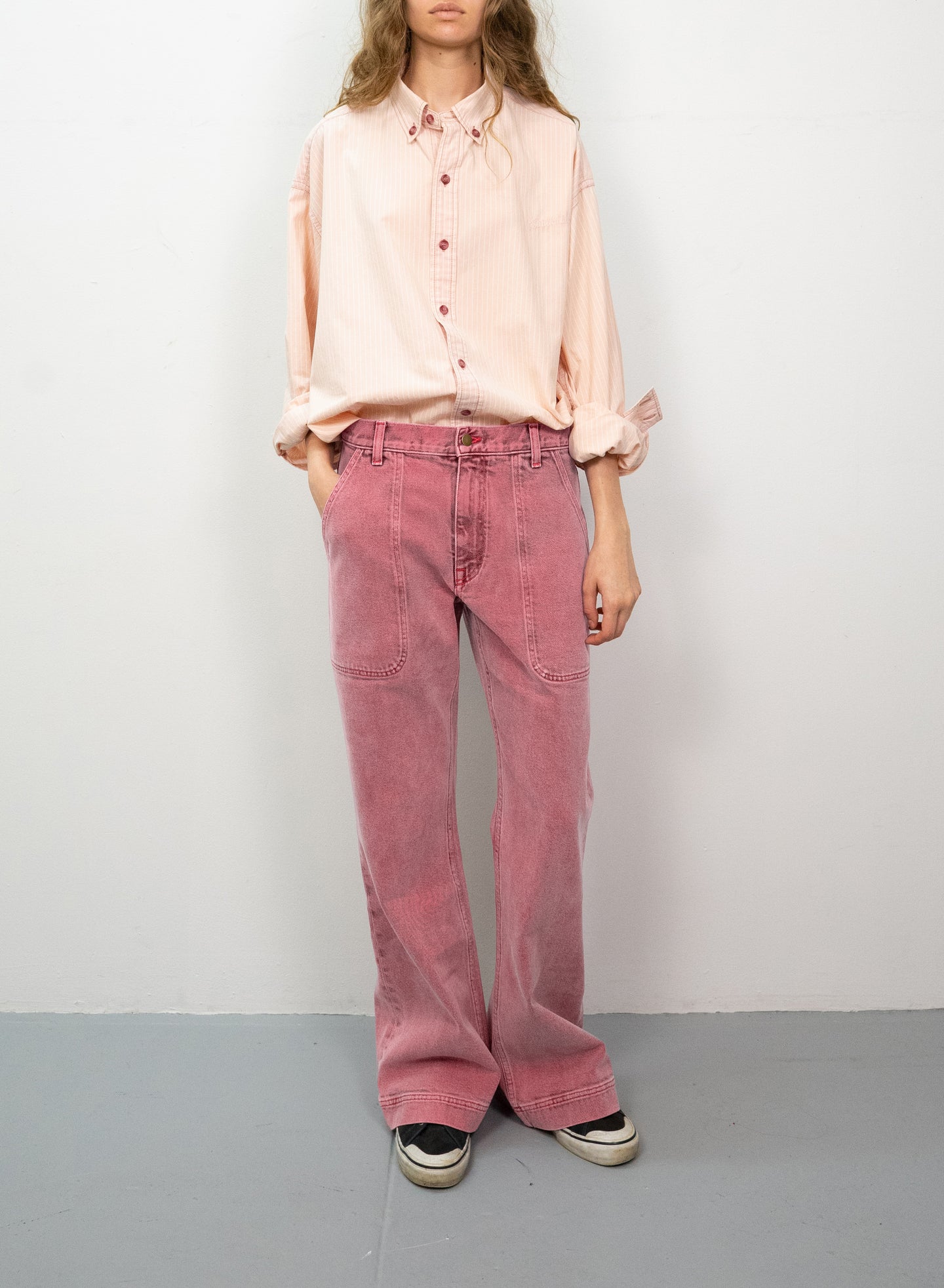 Utility Flare Jean in Pink Wash