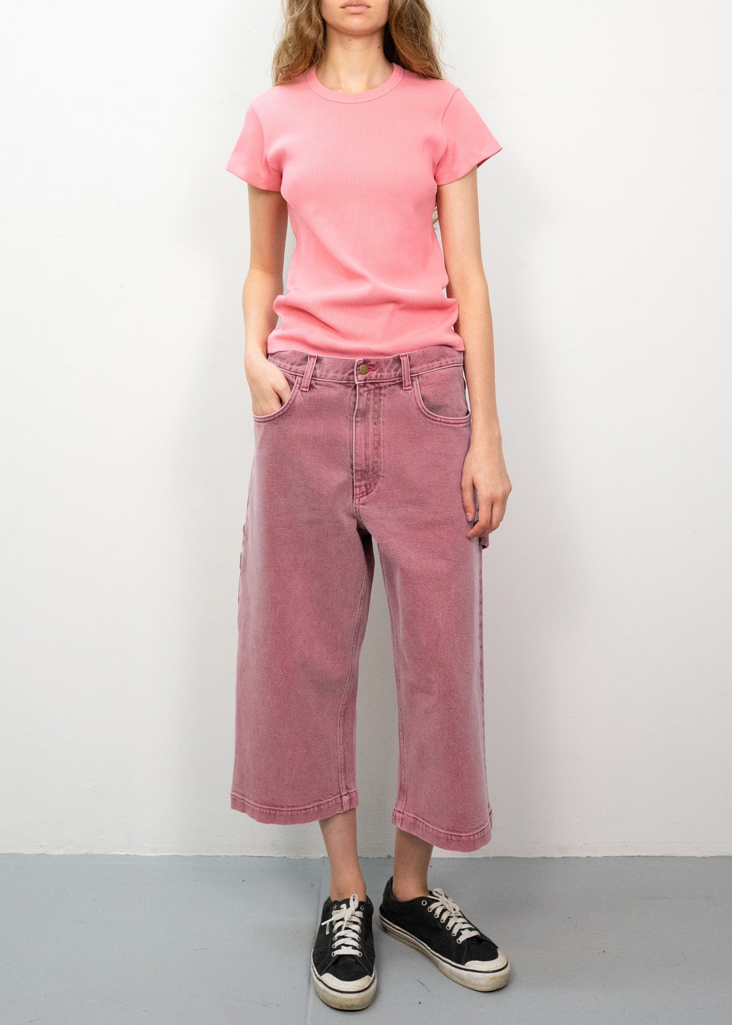 Wide Skater Jean in Pink Wash