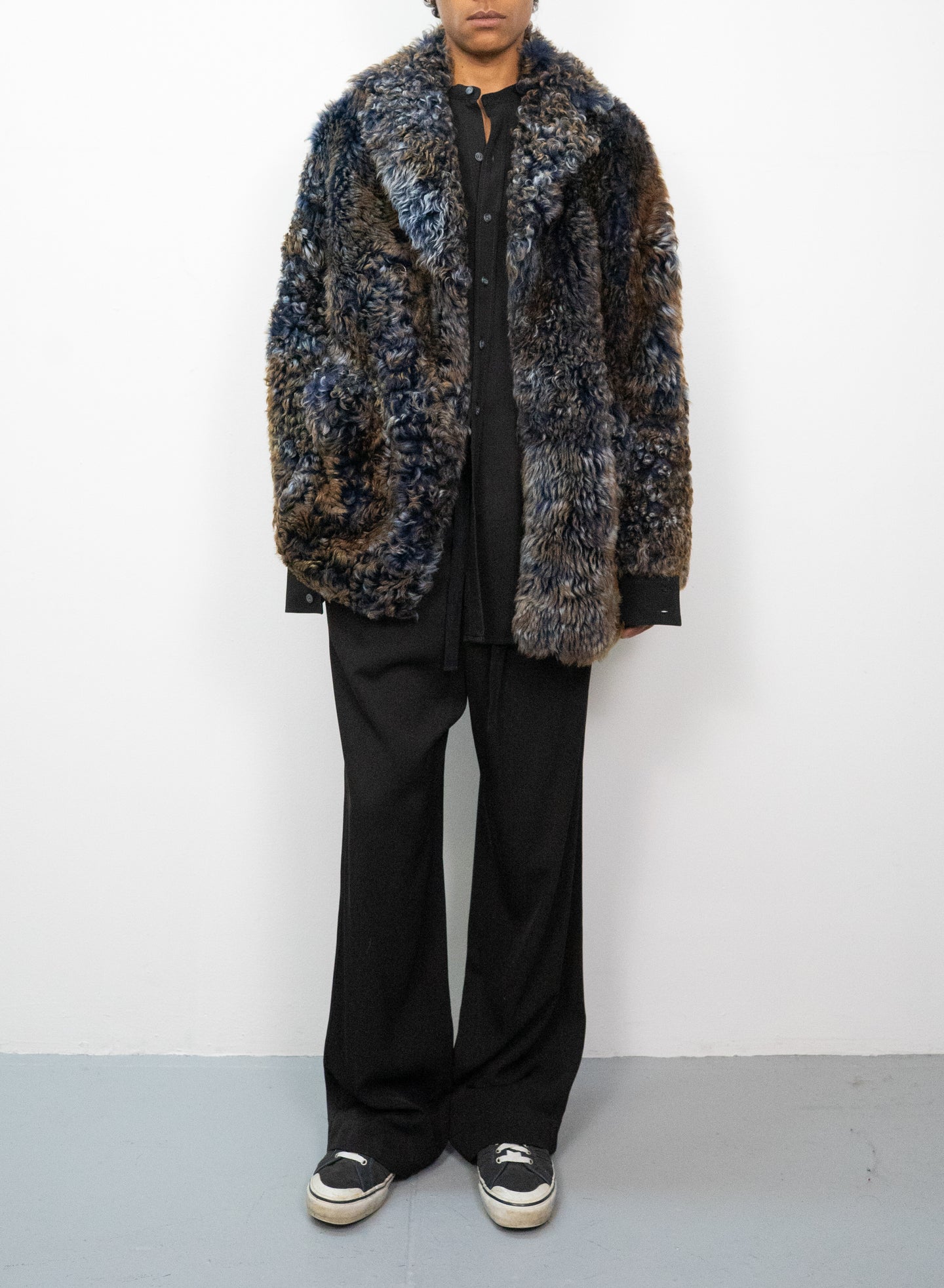 Shearling Coat in Frosted Navy