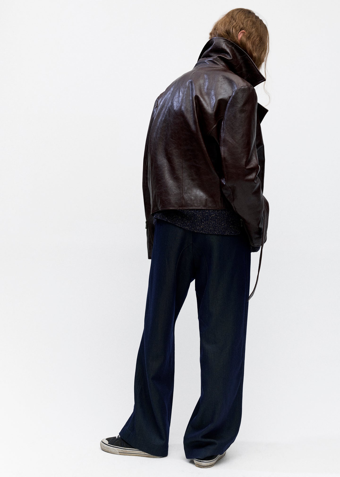 Leather Moto Jacket In Chocolate