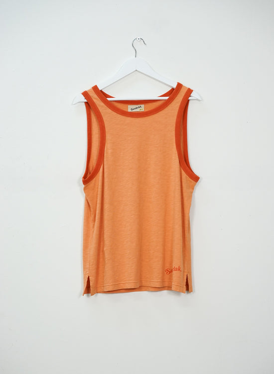 Contrast Rib Tank in Peach