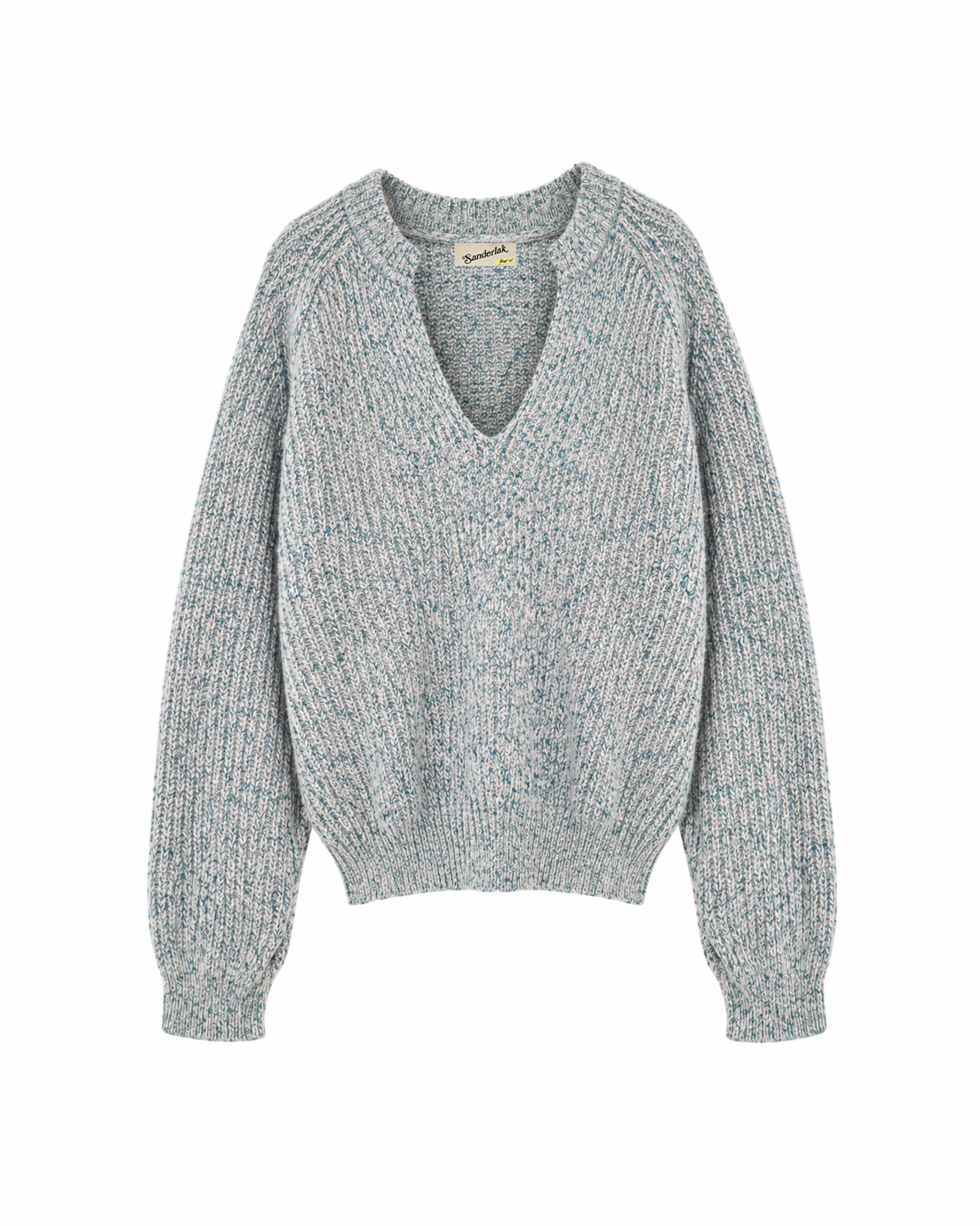 Split Crewneck Sweater in Sky Melange