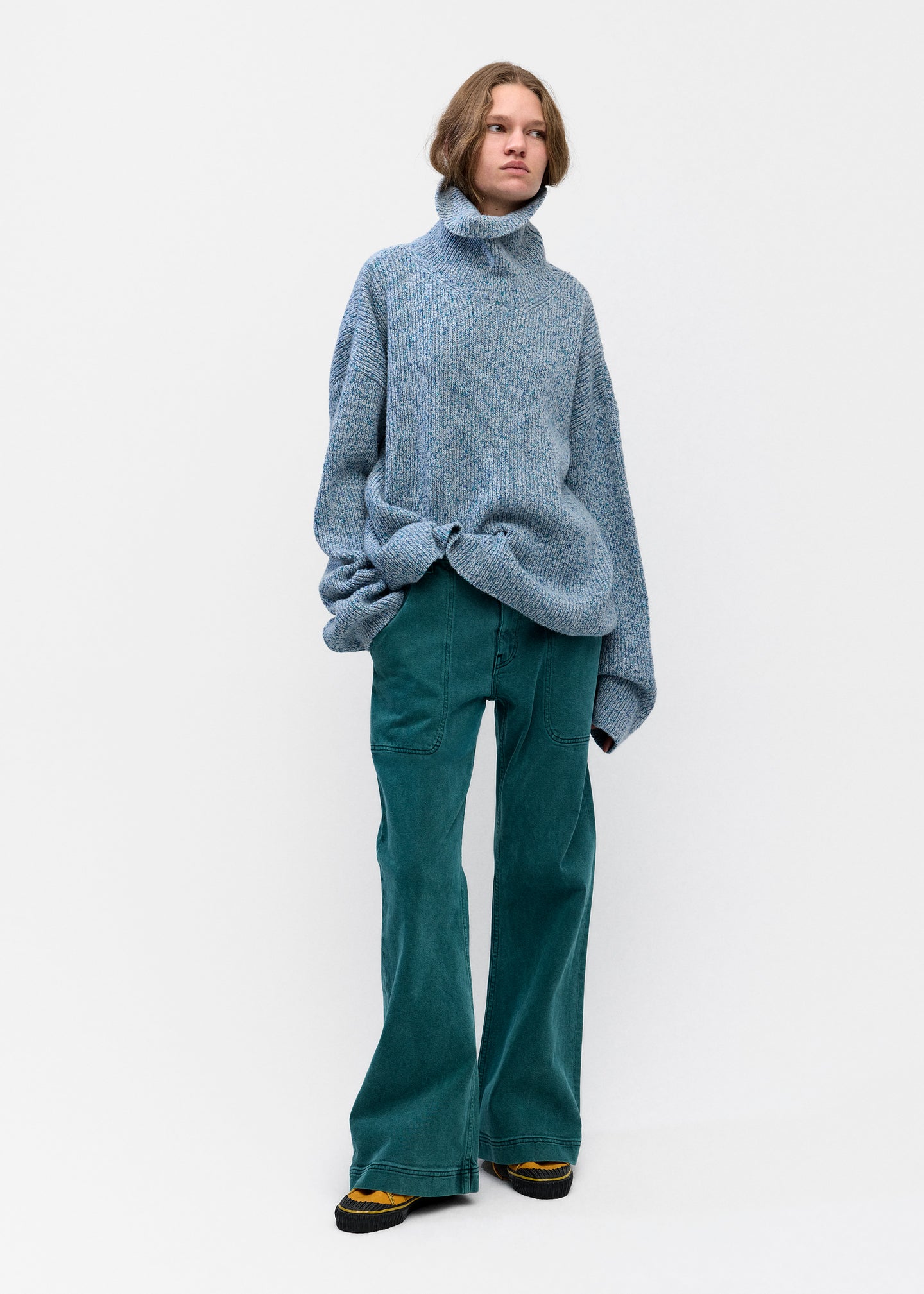 Turtleneck Sweater in Sky Melange