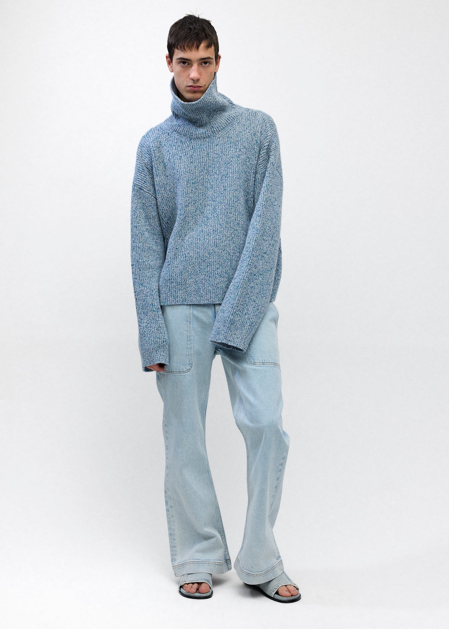 Turtleneck Sweater in Sky Melange