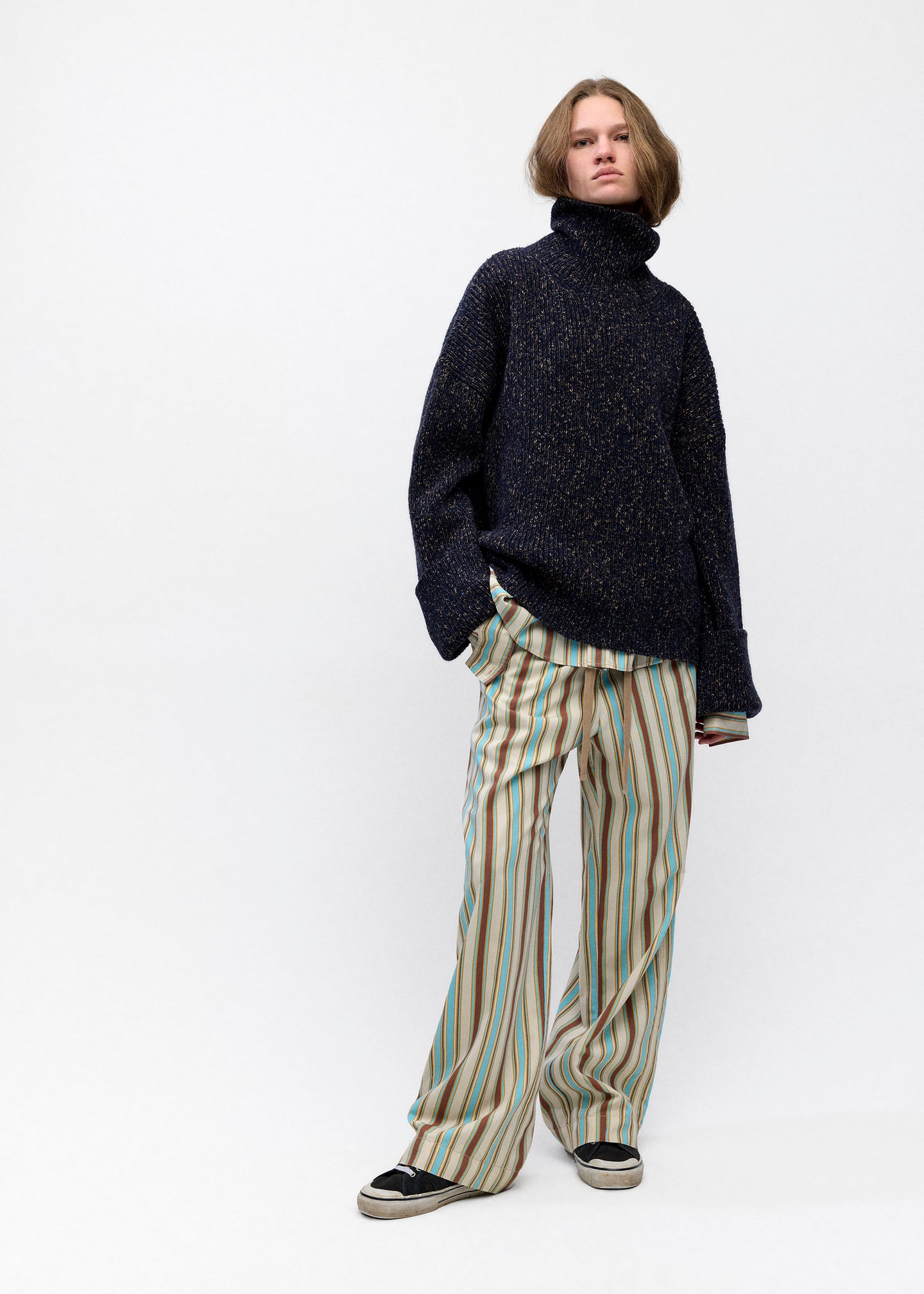 Turtleneck Sweater in Navy Melange